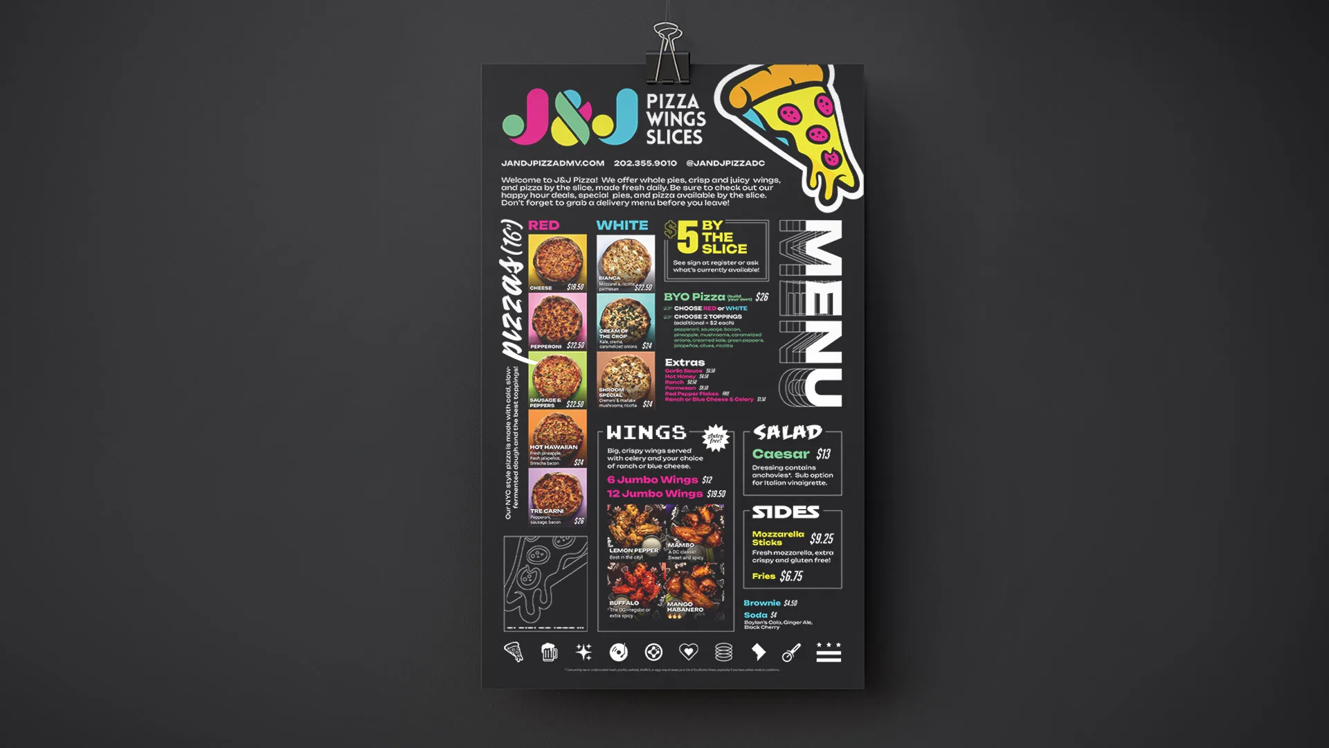 J&J Pizza — Menu design