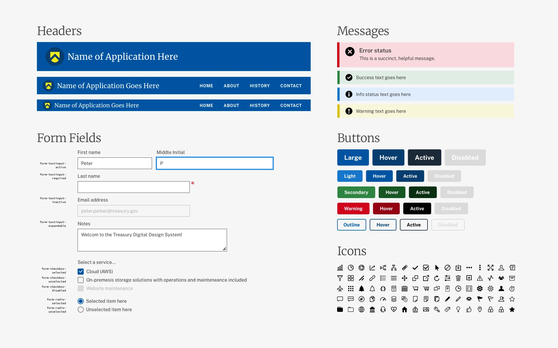Treasury Digital — Design system — components